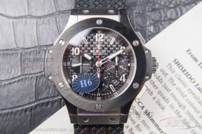 H6 Replica Hublot Big Bang 7750 Chronograph Carbon Fiber Dial Rubber Band 44 MM Automatic Watch